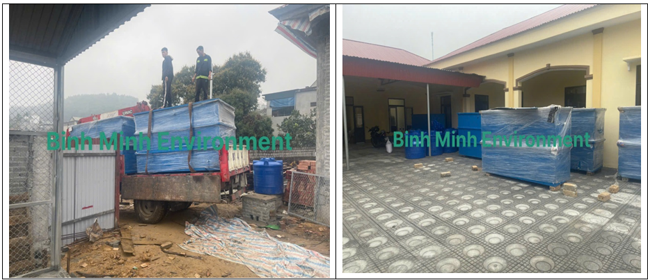 Tập kết khối bể xử lý nước thải trạm y tế